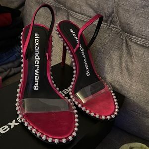 Nova Crystal Satin Alexander Wang Heels in Hot Pink size 38